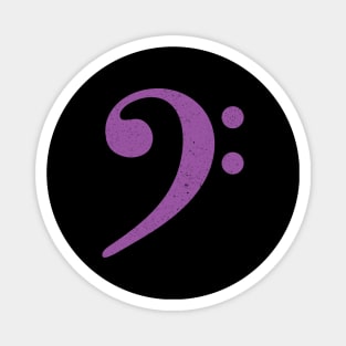 Bass Player Gift - Distressed Purple Bass Clef Magnet